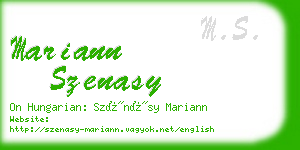 mariann szenasy business card